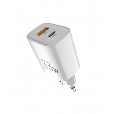 Мережевий зарядний пристрій Sigma mobile X-power 33W GaN, PD, QC (1xUSB-C + 1xUSB-A) White (PS33-01)