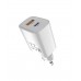 Мережевий зарядний пристрій Sigma mobile X-power 33W GaN, PD, QC (1xUSB-C + 1xUSB-A) White (PS33-01)