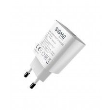Мережевий зарядний пристрій Sigma mobile X-power 33W GaN, PD, QC (1xUSB-C + 1xUSB-A) White (PS33-01)