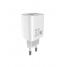 Мережевий зарядний пристрій Sigma mobile X-power 33W GaN, PD, QC (1xUSB-C + 1xUSB-A) White (PS33-01)