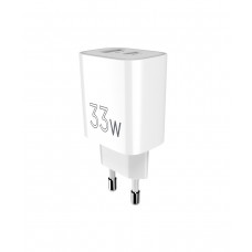 Мережевий зарядний пристрій Sigma mobile X-power 33W GaN, PD, QC (1xUSB-C + 1xUSB-A) White (PS33-01)