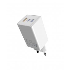 Мережевий зарядний пристрій Sigma mobile X-power 65W GaN, PD, QC (2xUSB-C + 1xUSB-A) White (PS65-01)