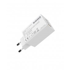 Мережевий зарядний пристрій Sigma mobile X-power 65W GaN, PD, QC (2xUSB-C + 1xUSB-A) White (PS65-01)