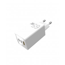 Мережевий зарядний пристрій Sigma mobile X-power 65W GaN, PD, QC (2xUSB-C + 1xUSB-A) White (PS65-01)
