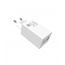 Мережевий зарядний пристрій Sigma mobile X-power 65W GaN, PD, QC (2xUSB-C + 1xUSB-A) White (PS65-01)