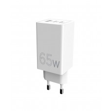 Мережевий зарядний пристрій Sigma mobile X-power 65W GaN, PD, QC (2xUSB-C + 1xUSB-A) White (PS65-01)