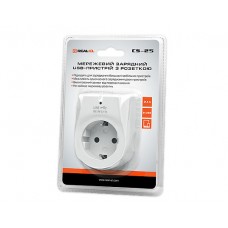 Мережевий зарядний пристрій з розеткою REAL-EL CS-25 (2USB, 2.1A) White (EL123160006)