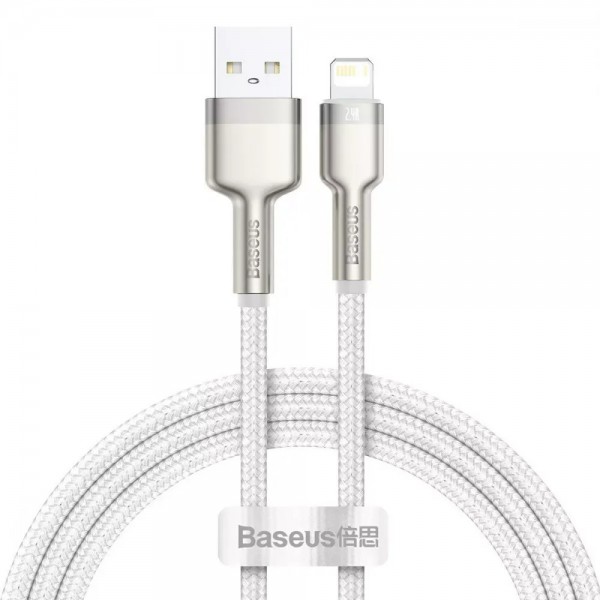 Кабель Baseus Cafule Metal USB-Lightning, 2.4A, 1м White (6953156202252)