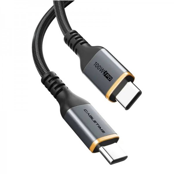 Кабель Cabletime USB Type-C - USB Type-C (M/M) PD 100W, 2 м, Black (CU03L)