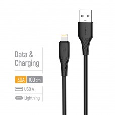 Кабель ColorWay USB - Lightning (M/M), textured PVC, 3А, 1 м, Black (CW-CBUL094-BK)