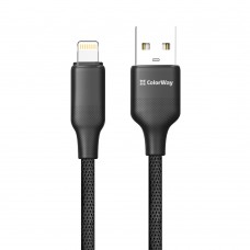 Кабель ColorWay USB - Lightning (M/M), TPE embossed, 3А, 1 м, Black (CW-CBUL101-BK)
