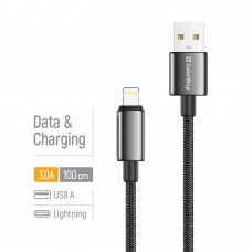 Кабель ColorWay USB - Lightning (M/M), zinc alloy braided, 3А, 1 м, Black (CW-CBUL098-BK)