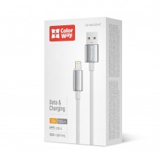 Кабель ColorWay USB - Lightning (M/M), zinc alloy braided, 3А, 1 м, White (CW-CBUL098-WT)