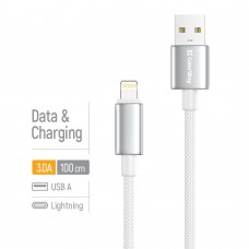 Кабель ColorWay USB - Lightning (M/M), zinc alloy braided, 3А, 1 м, White (CW-CBUL098-WT)