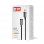 Кабель ColorWay USB - Lightning (M/M), zinc alloy braided, 3А, 2 м, Black (CW-CBUL099-BK)