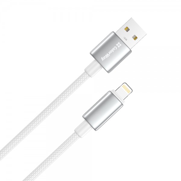 Кабель ColorWay USB - Lightning (M/M), zinc alloy braided, 3А, 2 м, White (CW-CBUL099-WT)