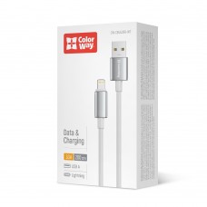 Кабель ColorWay USB - Lightning (M/M), zinc alloy braided, 3А, 2 м, White (CW-CBUL099-WT)