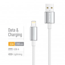 Кабель ColorWay USB - Lightning (M/M), zinc alloy braided, 3А, 2 м, White (CW-CBUL099-WT)