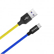 Кабель ColorWay USB - micro USB (M/M), 2.4 А, 1 м, Blue/Yellow (CW-CBUM052-BLY)