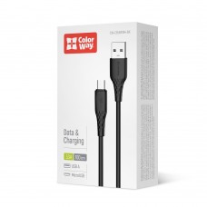 Кабель ColorWay USB - micro USB (M/M), textured PVC, 3А, 1 м, Black (CW-CBUM094-BK)