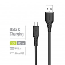 Кабель ColorWay USB - micro USB (M/M), textured PVC, 3А, 1 м, Black (CW-CBUM094-BK)