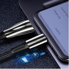 Кабель ColorWay USB - micro USB (M/M), Zinc Alloy + Led, 2.4 А, 1 м, Black (CW-CBUM035-BK)