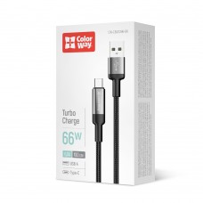 Кабель ColorWay USB - USB Type-C (M/M), braided wire, 6А, 1 м, Black (CW-CBUC096-BK)