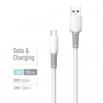 Кабель ColorWay USB - USB Type-C (M/M), liquid silicone, 3А, 1 м, White (CW-CBUC093-WT)