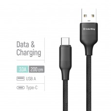 Кабель ColorWay USB - USB Type-C (M/M), TPE embossed, 3А, 2 м, Black (CW-CBUC102-BK) Кабель ColorWay USB - USB Type-C (M/M), TPE embossed, 3А, 2 м, Black (CW-CBUC102-BK)