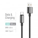 Кабель ColorWay USB - USB Type-C (M/M), zinc alloy braided, 3А, 1 м, Black (CW-CBUC098-BK)