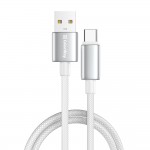 Кабель ColorWay USB - USB Type-C (M/M), zinc alloy braided, 3А, 1 м, White (CW-CBUC098-WT)