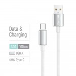 Кабель ColorWay USB - USB Type-C (M/M), zinc alloy braided, 3А, 1 м, White (CW-CBUC098-WT)