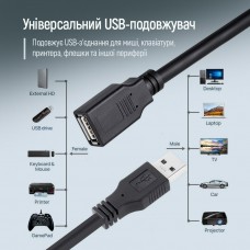 Кабель ColorWay USB - USB V 2.0 (M/F), 1.8 м, Black (CW-CBUF076-BK) Кабель ColorWay USB - USB V 2.0 (M/F), 1.8 м, Black (CW-CBUF076-BK)