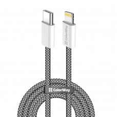 Кабель ColorWay USB Type-C - Lightning (M/M), (braided cotton) (PD Fast Charging 27W), 2 м, Black (CW-CBPDCL068-BK) Кабель ColorWay USB Type-C - Lightning (M/M), (braided cotton) (PD Fast Charging 27W), 2 м, Black (CW-CBPDCL068-BK)