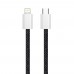 Кабель ColorWay USB Type-C - Lightning (M/M), (braided cotton) (PD Fast Charging 27W), 2 м, Black (CW-CBPDCL068-BK)