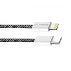 Кабель ColorWay USB Type-C - Lightning (M/M), (braided cotton) (PD Fast Charging 27W), 2 м, Black (CW-CBPDCL068-BK) Кабель ColorWay USB Type-C - Lightning (M/M), (braided cotton) (PD Fast Charging 27W), 2 м, Black (CW-CBPDCL068-BK)
