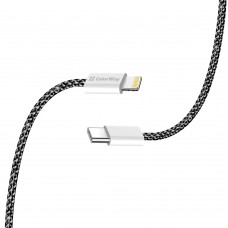 Кабель ColorWay USB Type-C - Lightning (M/M), (braided cotton) (PD Fast Charging 27W), 2 м, Black (CW-CBPDCL068-BK) Кабель ColorWay USB Type-C - Lightning (M/M), (braided cotton) (PD Fast Charging 27W), 2 м, Black (CW-CBPDCL068-BK)