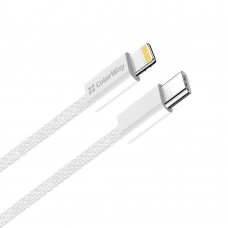 Кабель ColorWay USB Type-C - Lightning (M/M), (braided cotton) (PD Fast Charging 27W), 2 м, Gray (CW-CBPDCL068-GR)