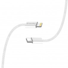 Кабель ColorWay USB Type-C - Lightning (M/M), (braided cotton) (PD Fast Charging 27W), 2 м, Gray (CW-CBPDCL068-GR)