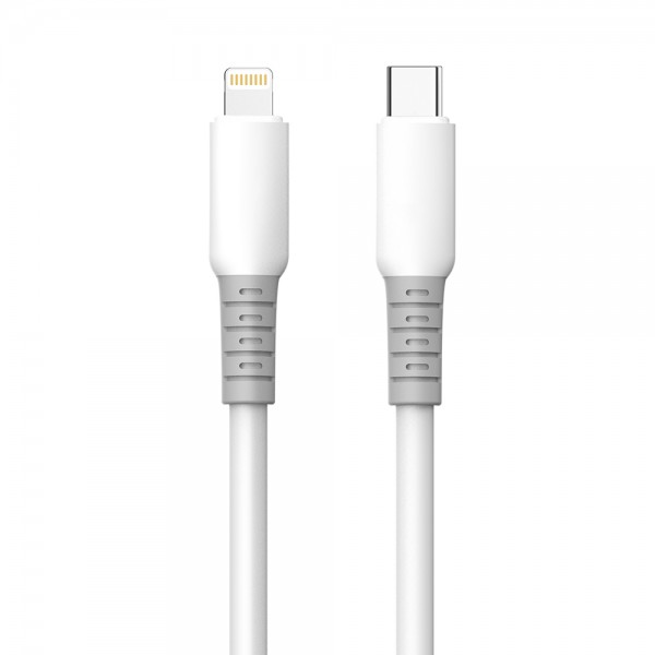 Кабель ColorWay USB Type-C - Lightning (M/M), liquid silicone, 3А, 1 м, White (CW-CBPDCL093-WT)