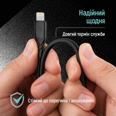 Кабель ColorWay USB Type-C - Lightning (M/M), textured PVC, 3А, 2 м, Black (CW-CBPDCL095-BK) Кабель ColorWay USB Type-C - Lightning (M/M), textured PVC, 3А, 2 м, Black (CW-CBPDCL095-BK)