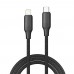 Кабель ColorWay USB Type-C - Lightning (M/M), TPE embossed, 3А, 2 м, Black (CW-CBPDCL102-BK)