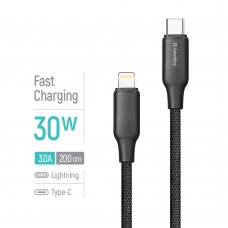 Кабель ColorWay USB Type-C - Lightning (M/M), TPE embossed, 3А, 2 м, Black (CW-CBPDCL102-BK)