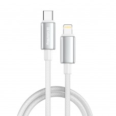 Кабель ColorWay USB Type-C - Lightning (M/M), zinc alloy braided, 3А, 1 м, White (CW-CBPDCL098-WT)