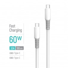 Кабель ColorWay USB Type-C - USB Type-C (M/M), liquid silicone, 3А, 1 м, White (CW-CBPDCC093-WT)