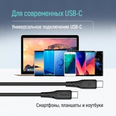 Кабель ColorWay USB Type-C - USB Type-C (M/M), textured PVC, 3А, 1 м, Black (CW-CBPDCC094-BK)