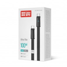 Кабель ColorWay USB Type-C - USB Type-C (M/M), ultra-thin, 5А, 1 м, Black (CW-CBPDCC100-BK) Кабель ColorWay USB Type-C - USB Type-C (M/M), ultra-thin, 5А, 1 м, Black (CW-CBPDCC100-BK)