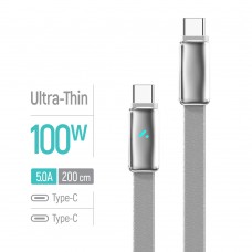 Кабель ColorWay USB Type-C - USB Type-C (M/M), ultra-thin, 5А, 1 м, Grey (CW-CBPDCC100-GR)
