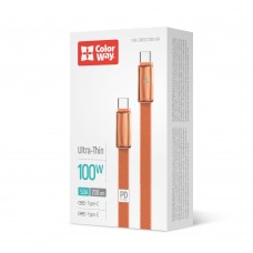 Кабель ColorWay USB Type-C - USB Type-C (M/M), ultra-thin, 5А, 1 м, Orange (CW-CBPDCC100-OR)