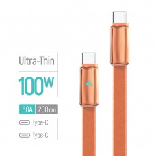 Кабель ColorWay USB Type-C - USB Type-C (M/M), ultra-thin, 5А, 1 м, Orange (CW-CBPDCC100-OR)